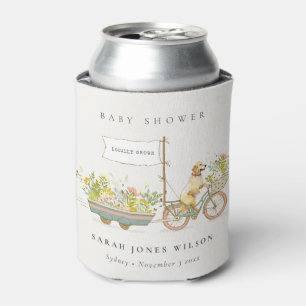 Locally Grown Golden Retriever Floral Baby Shower Can Cooler