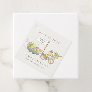 Locally Grown Golden Retriever Floral Baby Shower Favour Tags