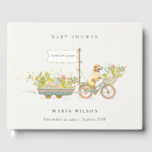 Locally Grown Golden Retriever Floral Baby Shower Guest Book