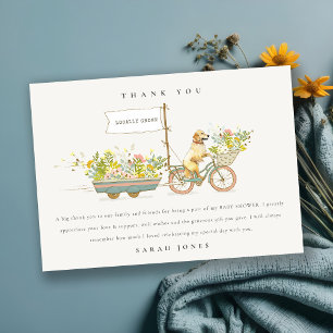 Locally Grown Golden Retriever Floral Baby Shower Thank You Card