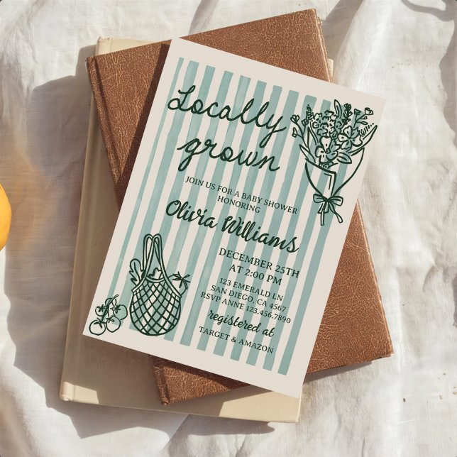 Locally Grown Hand Drawn Baby Shower Invitation (Creator Uploaded)