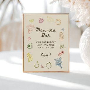 Locally Grown Hand Drawn Baby Shower Mum-osa Bar Poster