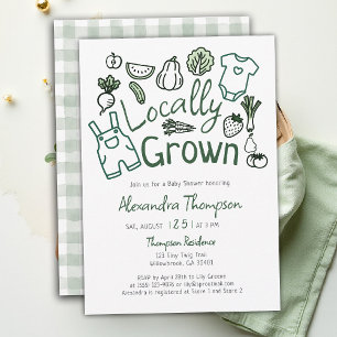 Locally Grown Hand Drawn Farm Veggies Baby Shower Invitation