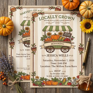 Locally Grown Harvest Farmers Market Baby Shower  Invitation