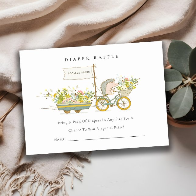 Locally Grown Hedgehog Diaper Raffle Baby Shower Enclosure Card (Creator Uploaded)