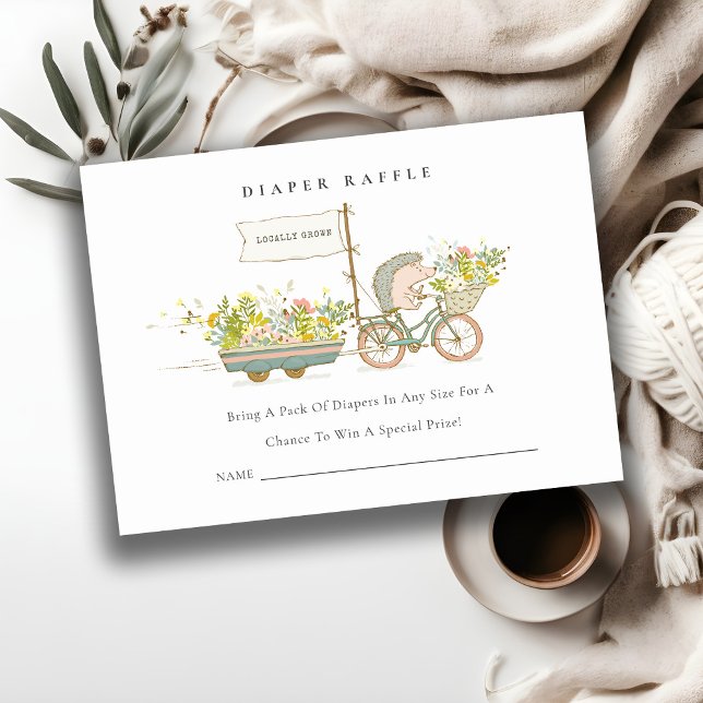 Locally Grown Hedgehog Diaper Raffle Baby Shower Enclosure Card (Creator Uploaded)