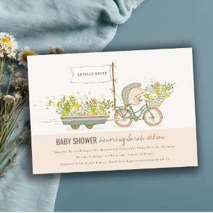 Locally Grown Hedgehog Floral Baby Shower Invite