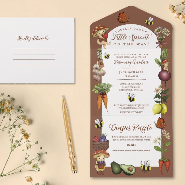 Locally Grown Little Sprout Summer Baby Shower All In One Invitation (Creator Uploaded)