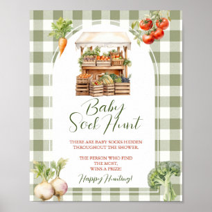 Locally Grown Market Baby Shower Baby Sock Hunt Poster