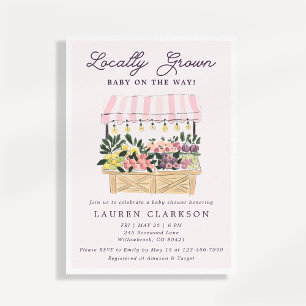 Locally Grown, Market Stand Baby Shower Invitation