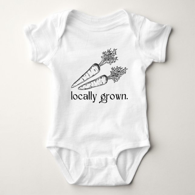 Locally Grown Organic Veggie Carrot Baby Bodysuit (Front)