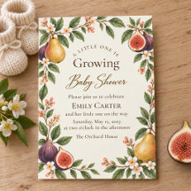 Locally Grown Pear Fig Baby Shower Invitation