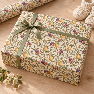 Locally Grown Pear Fig Baby Shower Wrapping Paper