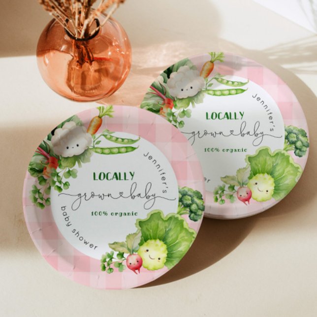 Locally grown pink baby Farmers market baby shower Paper Plate (Creator Uploaded)