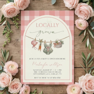 Locally Grown Pink Farmers Baby Girl Shower Invitation