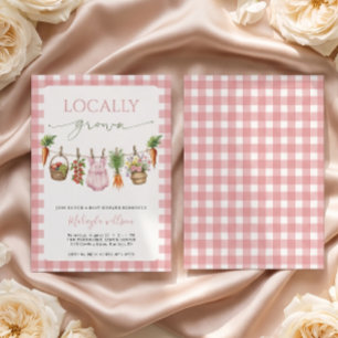 Locally Grown Pink Farmers Baby Girl Shower Invitation