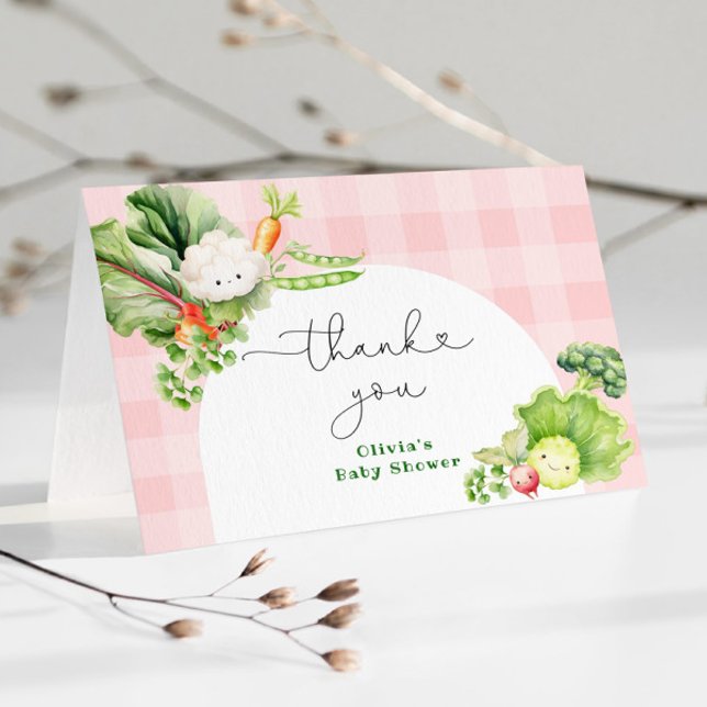 Locally grown Pink girl baby shower thank you Card (Creator Uploaded)