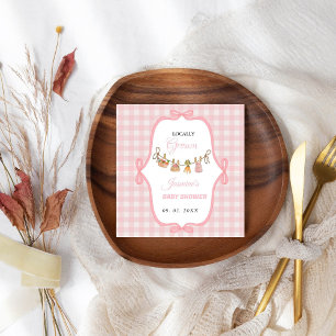 Locally grown Pink girlbaby shower  Baby sprinkle  Napkin