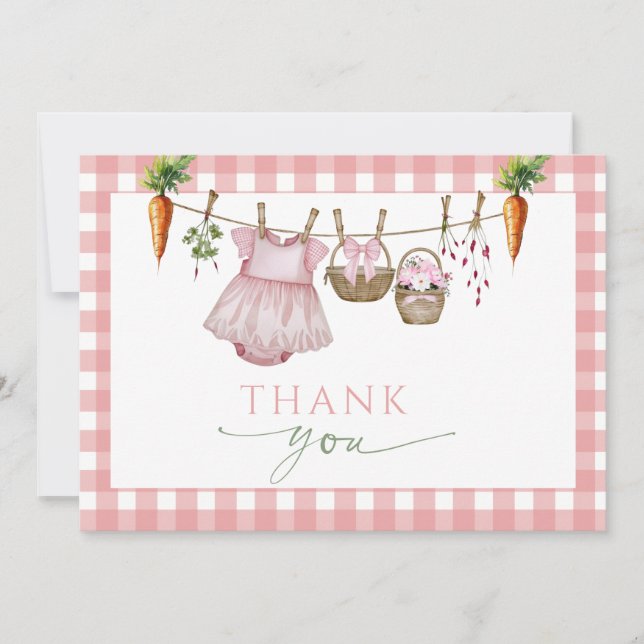 Locally Grown pink Market Baby Shower Thank You  Card (Front)