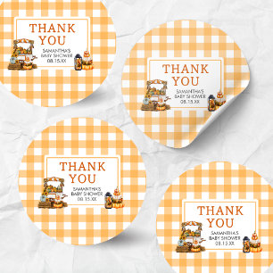 Locally Grown Pumpkin Baby Shower Classic Round Sticker