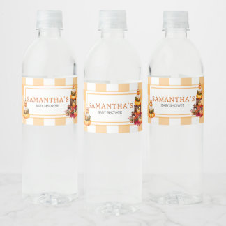 Locally Grown Pumpkin Baby Shower Water Bottle Label