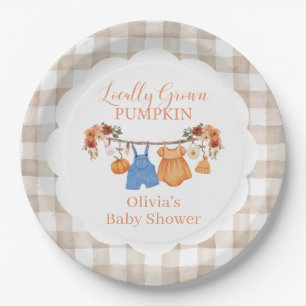 Locally grown pumpkin fall Baby Shower Paper Plate