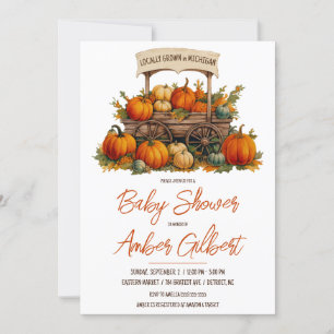 Locally Grown, Pumpkin Farmer's Market Baby Shower Invitation