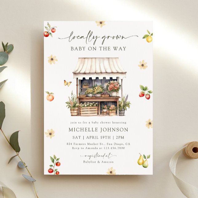 Locally Grown Rustic Farmers Market Baby Shower Invitation (Creator Uploaded)