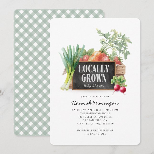 Locally Grown Rustic Farmer's Market Baby Shower Invitation (Front/Back)