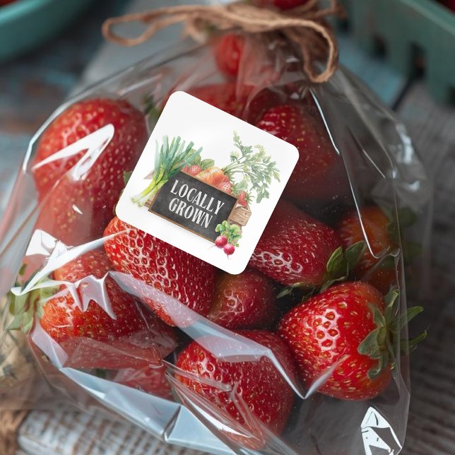 Locally Grown Rustic Farmer's Market Square Sticker (Creator Uploaded)