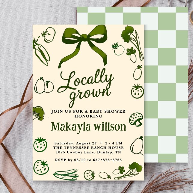 Locally Grown Rustic Hand-Drawn Baby Shower Invitation (Creator Uploaded)