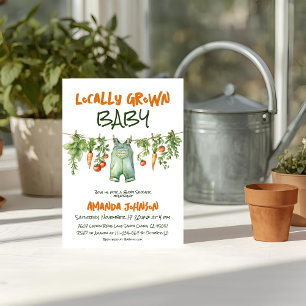 Locally Grown Rustic Party Clothesline Baby Shower Invitation