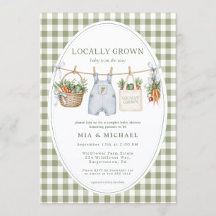 Locally Grown Sage Gingham Couple's Shower Invitation
