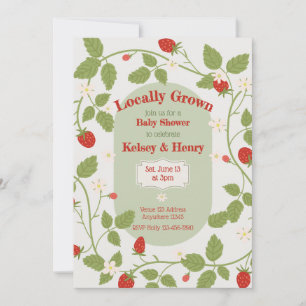 Locally Grown Strawberry Baby Shower Invitation