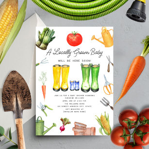 Locally Grown Vegetable Garden Boy Baby Shower Invitation
