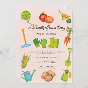 Locally Grown Vegetable Garden Neutral Invitation