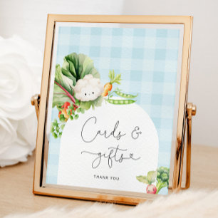 Locally grown vegetables blue cards and gifts sign