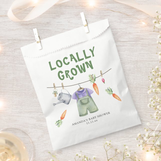 Locally grown vegetables watercolor baby shower  favour bag (Clipped)