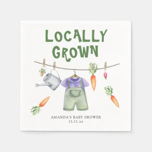 Locally grown vegetables watercolor baby shower napkin