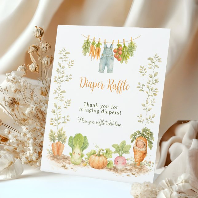 Locally Grown Veggie Clothesline Diaper Raffle Pedestal Sign (Creator Uploaded)