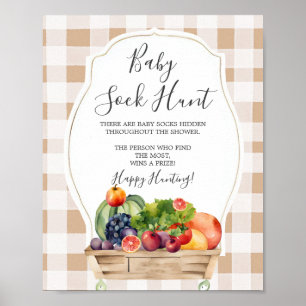 Locally Grown Veggies Farmer Baby Sock Hunt Poster