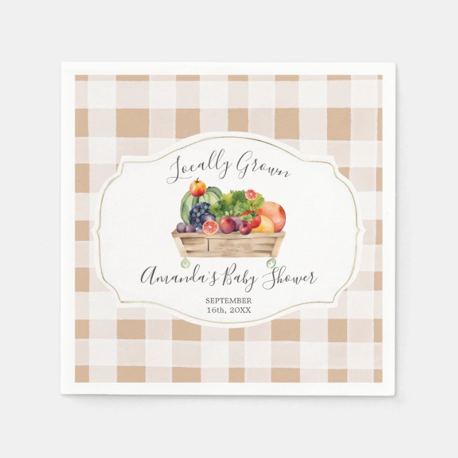Locally Grown Veggies Farmer Market Baby Shower Napkin (Front)
