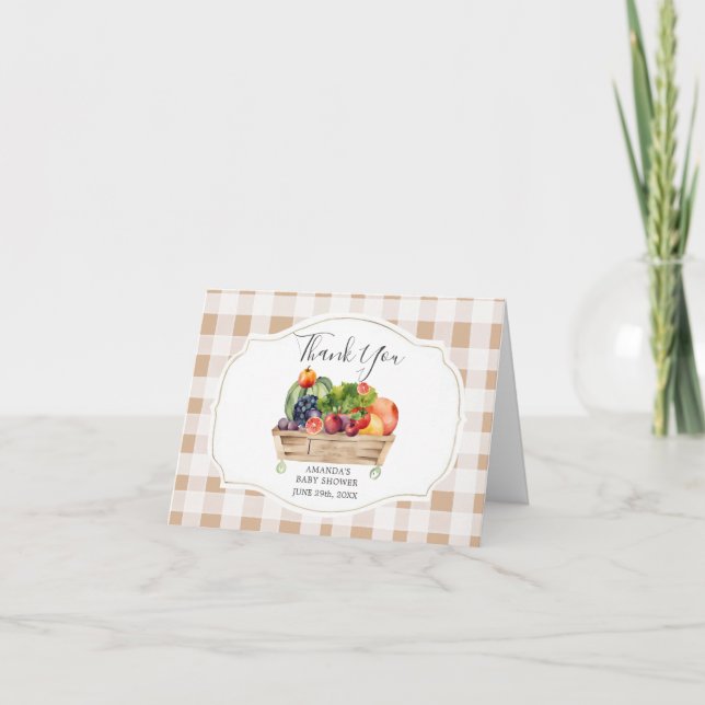 Locally Grown Veggies Farmer Market Baby Shower Thank You Card (Front)
