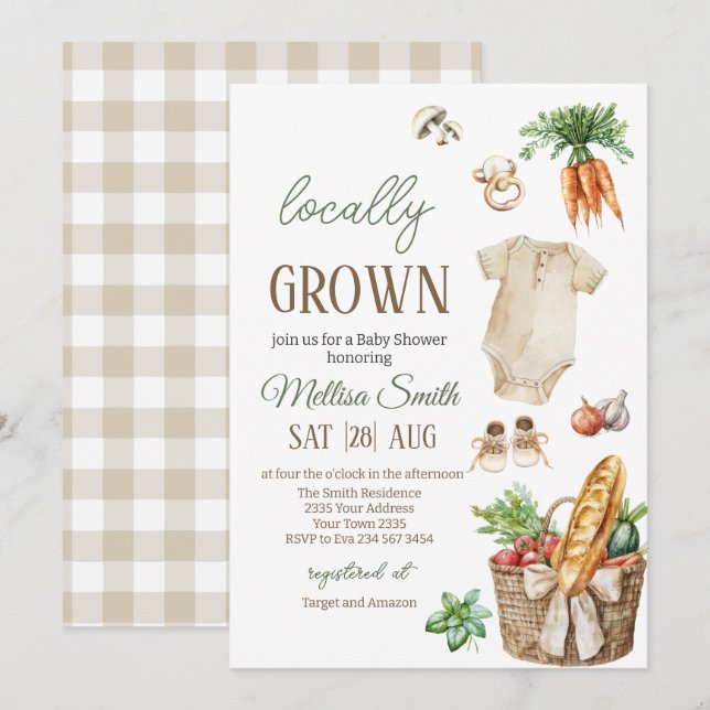 Locally Grown Veggies Farmers Market Baby Shower Invitation (Front/Back)