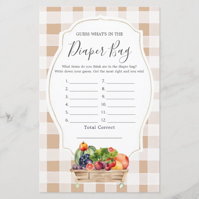 Locally Grown Veggies Farmers Whats in Diaper Bag (Front)