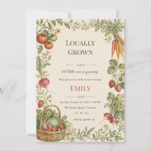 Locally Grown Watercolor Garden Baby Shower  Invitation