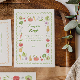 Locally Grown Watercolor Vegetables Diaper Raffle Enclosure Card