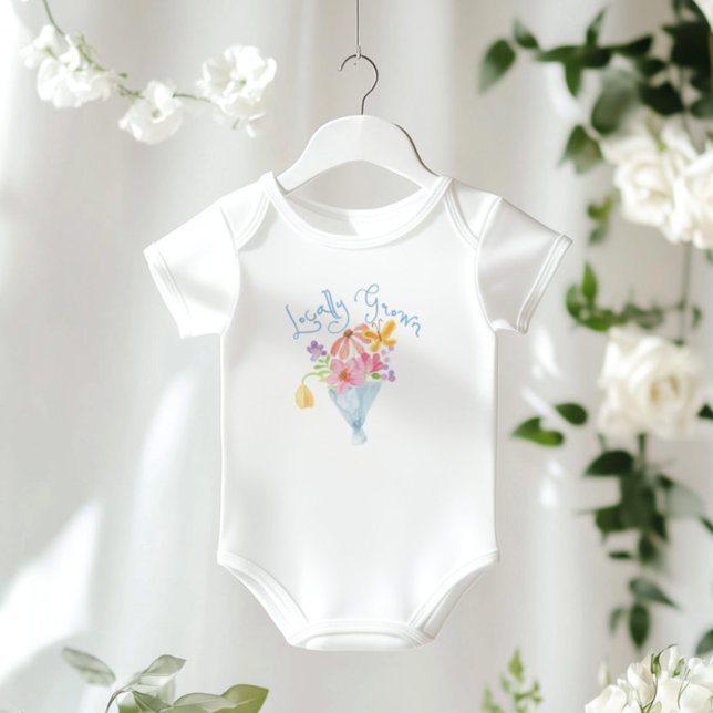 Locally Grown Whimsical Watercolor Bouquet Baby Bodysuit (Creator Uploaded)