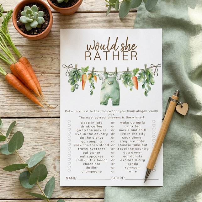 Locally Grown Would She Rather Baby Shower Game (Creator Uploaded)