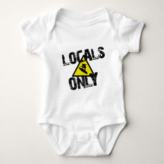 Locals only surfer danger sign surf baby bodysuit